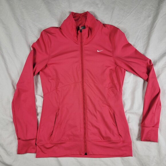 Nike Womens Medium Pink Jacket Full Zip Athletic Outdoors Lightweight Comfort - Picture 1 of 10